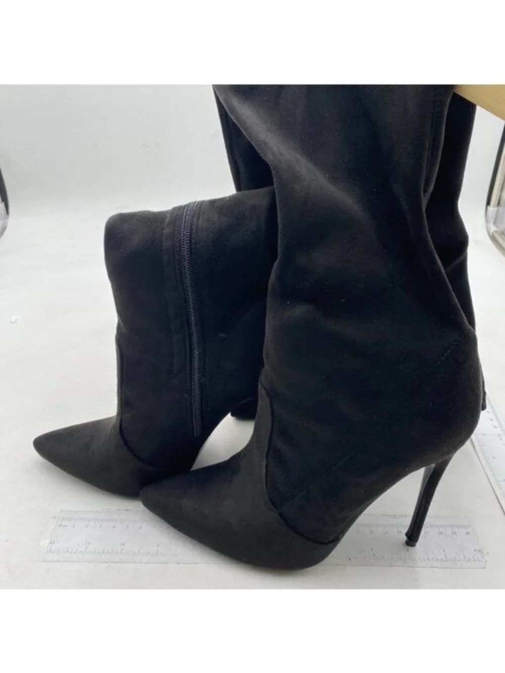 Women Sexy Pointed Toe Thigh High Boots Ladies Over the Knee Boots Black Shoes